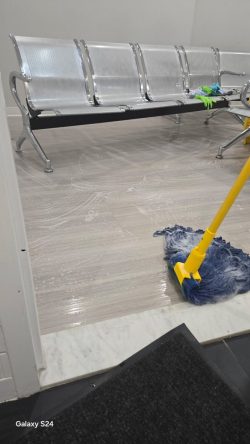 Office floor cleaning.
